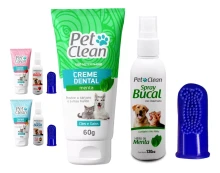 Gel Crema Dental Para Mascotas + Spray Bucal + Cepillo De Dientes Para Perros Con Sabor A Menta