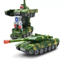 Childs Cart Bumps Back Tank Robot Transforms Sound And Light Green Color