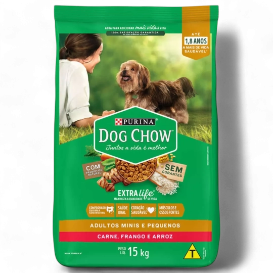 Dog Chow Extra Life Small Adult Dogs Meat. Chicken. And Rice Flavor 15Kg Bag